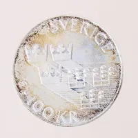 Minnesmynt, Europeiska Musikåret, 1985, nominellt värde 100kr, Ø32mm, silver 925/1000 Vikt: 16 g