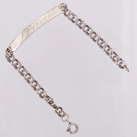 Armband, Bismarck, platta, MEMA, gravyr Lena, 18cm, bredd 6mm, 830/1000 Vikt: 6,7 g