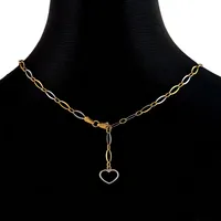 Collier, 18K guld, tvåfärgad modell med Hjärta, tillverkarstämpel CCC, längd 46,0 cm, bredd 4 mm, fint skick Vikt: 5,2 g