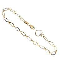 Armband, 18K guld, tvåfärgad modell med Hjärta, tillverkarstämpel CCC, längd 19,5 cm, bredd 4 mm, fint skick Vikt: 2,7 g