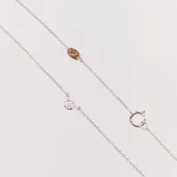 Collier med diamant ca 1x0,05ct, 40,5-44cm, bredd ca 1mm, Engelbert, med etui & certifikat (defekt/buckligt) Vikt: 1,8 g