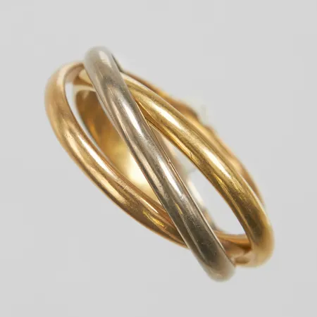 Ring, tredelad,  Ø20, bredd: 5-8mm, tricolore, 18K Vikt: 10 g