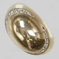 BVLGARI Ring Cabochon med diamanter ca 30 x ca 0,01-0,02ct, Ø17/ Stl: 53 enligt gravyr, med originalask men inga övriga tillbehör.18K Vikt: 10,1 g