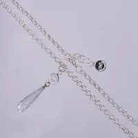 Collier med vit sten, Snö of Sweden, längd ca 44-47cm, bredd ca 5-58mm, vitmetall