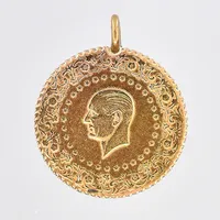 Hänga Atatürk, Ø18 mm, 2013, ögla ej i guld, 22K. Vikt: 1,8 g