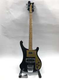 Elbas Rickenbacker, Made in USA, modell troligen 4003S, nummer 28800, 4-strängad, ca 2015, svart och guld glittrig, Pickupkåpa och hårt original fodral medföljer. Skickas med Bussgods eller PostNord