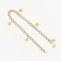 Armband, Bismarck, 16cm, bredd 3mm, 5 berlocker, GHA, 18K.  Vikt: 3,7 g