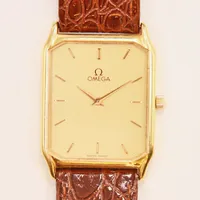 Herrur Omega 18K, 25x30mm, quartz, refnr:191938BZ, boettnr:1377, Cal.1877, verknr:47467593, batteribyte krävs, originaletui.