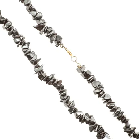 Collier Hematit, längd 92cm, lås i metall, Vikt: 0 g