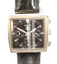 Herrur Tag Heuer Monaco, 28x28mm, Automatisk, kronograf, modell CW2111-0, snr: LH0926, stål, läderarmband slitet, viklås, repigt plexiglas, instruktionsbok, garantikort daterat 2006-12-17 Klockmaster, box, sliten, inga övriga tillbehör, 