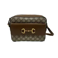 Väska, Gucci Horsebit 1955 small shoulder bag,  modellnr 645454 92TCG 8563, monogramcanvas, detaljer i guldfärgad metall, numrerad, justerbar axelrem, mått: 22.5cm x 17cm x 6.5cm, kvitto från 2022, Dustbag 