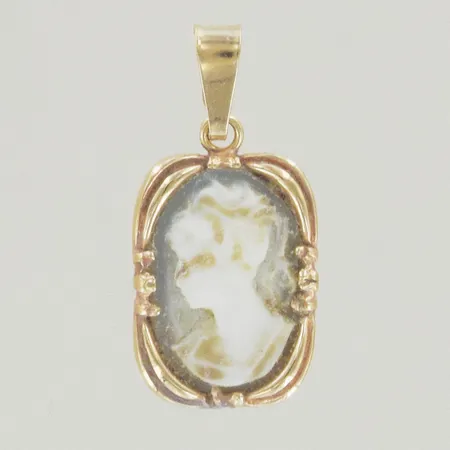 Hänge camé ljusblå tavla, längd 2,2 cm, bredd 1 cm,18K Vikt: 1,7 g