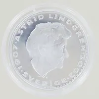 Silvermynt Ø38mm, Astrid Lindgren, Madicken 1960, Silver 99,9/1000 Vikt: 27 g