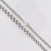 Collier Bismarck, 46cm, doserad bredd 3,8-7,2mm, trasigt lås, silver  Vikt: 15,3 g