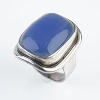 Ring m blå sten, sterling silver, handmade denmark, stl 17½(55), 24mm x 20mm Vikt: 9 g