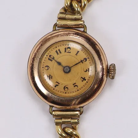 Damur Ø25mm Art Deco-stil troligen 1930-tal, manuell uppdragning Doublé med hårt slitage på bakboetten  Vikt: 0 g