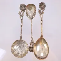 3 Skedar, Svenska Floran, 14-17cm, Silver 830/1000 Vikt: 89,8 g