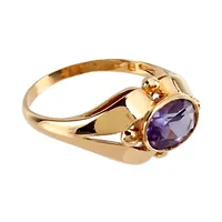 Ring, 18K guld, Safir 6x8 mm, Guldvaruaktiebolaget G. Dahlgren & Co Ab, Malmö, svensk kontrollstämpel, Ø19,0 mm, bredd 2-11 mm, fint skick, sten utan anmärkning Vikt: 3,4 g