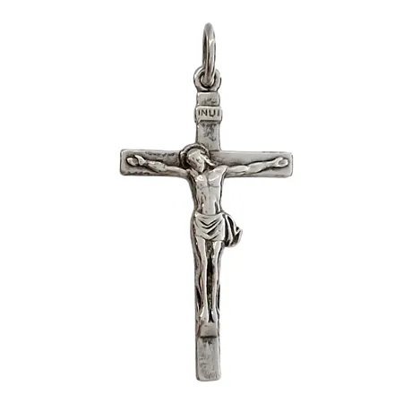 Hänge Krucifix, silver 925/1000, längd inkl. ögla 45,5 mm, bredd 22,5 mm, tillverkare BEK, fint skick  Vikt: 3,8 g