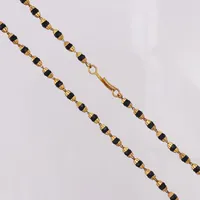 Collier, svarta stenar, 45cm, bredd 4mm, 22K  Vikt: 16,6 g