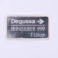 Tacka, Degussa Feinsilber, 1 Unze, 999/1000, silver, i etui, flisa i etuiet Vikt: 31,1 g