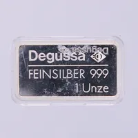 Tacka, Degussa Feinsilber, 1 Unze, 999/1000, silver, i etui Vikt: 31 g