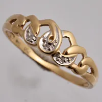 Ring i 18K guld, stl 16¾, bredd 1,3-5,8mm, 3st Diamanter, 8/8slipade, mått Ø1mm, tillverkad av Guldfynd, vikt 1,49g.