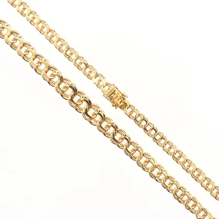 Collier doserad Bismarck, längd 46cm, bredd ca 5-9mm, Nordiska Guldjuveler AB, 18K  Vikt: 30 g