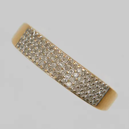 Ring med diamanter 76 x ca. 0,005ct, 8/8-slipade, Ø17½, bredd: 2,1-4,7mm, GHA, 18K Vikt: 3,1 g