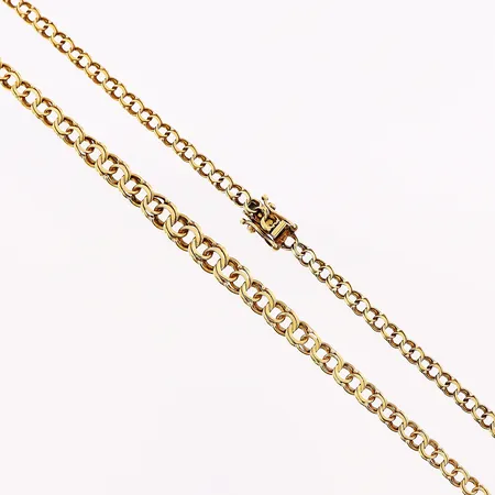 Collier, doserad Bismarck, 46cm, bredd 3-5mm, slitage vid lås, missfärgningar, 18K.  Vikt: 10,1 g