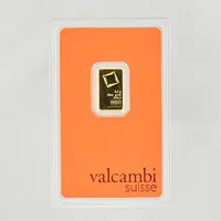 Guldtacka, Valcambi Suisse, serienr AA0603472, förseglat plasfodral, 24K. Vikt: 2,5 g