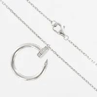 Collier Cartier, Juste Un Clou, vitguld, Kedja Ankar, justerbar längd 38-45cm, länkens bredd: 1,2mm, Hänge med diamanter 14 st totalt ca 0,12ct, ca 22mm, Ø ca 17mm, serienummer DPR535, certifikat 2017, etui, ytterkartong samt butikspåse, 18K Vikt: 6,2 g