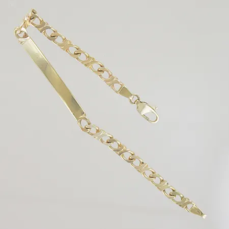 Armband med bricka, längd 19,5 cm, bredd 0,5 cm, 14K Vikt: 13 g