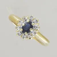 Carmosé ring med diamanter 0,05ct + 1 safir, Ø 18½ 18K Vikt: 4,9 g