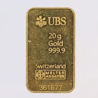 Guldtacka USB, 20g, serienummer: 361677, repig, slitage på kanten, 24K