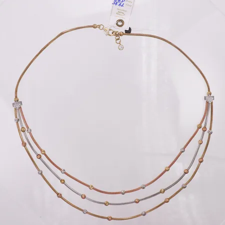 Collier, trefärgat, vita stenar, 46-47,3cm, 14K Vikt: 14,4 g