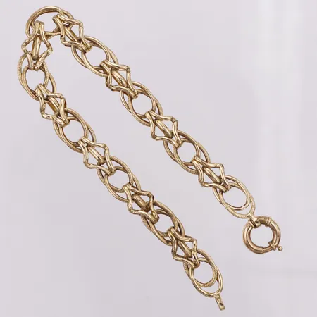 Armband, ihåliga länkar, 21cm, bredd 9,5mm, ojämn, 14K Vikt: 6,6 g