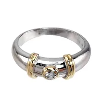 Diamantring GEORG JENSEN Danmark, 18K vitguld med dekor i rödguld, Diamant 0,10ct, Ø18,0 mm, bredd 2,8-7,2 mm, originaletui medföljer, fint skick  Vikt: 6,8 g