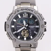 Herrur Casio G-Shock Tough Solar, stål, digital/analog, 47mm, refnr GST-B300, modul 5631, serienr 203322A1211, repig stållänk ca 20cm, etui. 