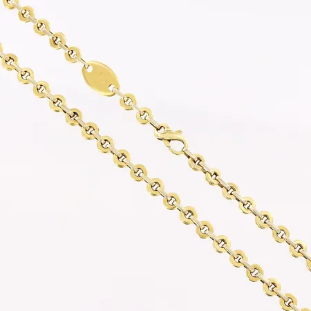 Collier, 44cm, bredd 5mm, vit/gulguld, Guldfynd, 18K Vikt: 33,6 g