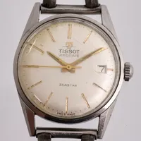 Herrur Tissot Visodate Seastar, Ø33mm, stål, manuell, verk-nr475 4001.728, boett-nr 41505/42505-5S, går ej, trög krona, går ej dra upp, armband i metall med viklås, repor på glas.