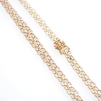 Collier, dosserad x-länk m stav, 45cm, bredd 7,5mm, 18k, fint skick Vikt: 16,1 g