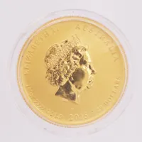 Mynt, Elizabeth II Australia 2015, The year of the goat, 1/4 oz, 999, Ø22mm, 24K. Plastetui, ej plomberat Vikt: 7,7 g