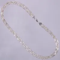 Collier, flätad, längd: ca 43cm, bredd: ca 8mm, Guldfynd, 925/1000 silver  Vikt: 18,3 g