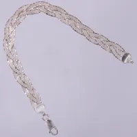 Armband, flätat, längd: ca 19cm, bredd: ca 8mm, Guldfynd, 925/1000 silver  Vikt: 8,4 g