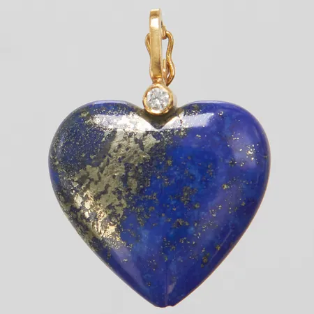 Hänge med diamant 1xca0,05ct, Hjärta, Lapis Lazuli, längd:31x23mm, skadat, 18K Vikt: 6,3 g