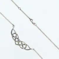 Collier, 38,5-41cm, bredd 2mm, integrerat hänge 53x12mm, silver 925/1000, Vikt: 9,5 g