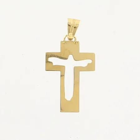 Hänge, kors, platt modell, 16x30mm, 18K  Vikt: 1,1 g