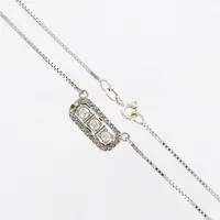 Collier, Venezia, Balestra, 44cm, bredd 1-7mm,  integrerat hänge, 32 x rosenslipade samt briljantslipade diamanter, ca 0,50ctv, vitguld, en diamant saknas, 18K,  Vikt: 5,5 g