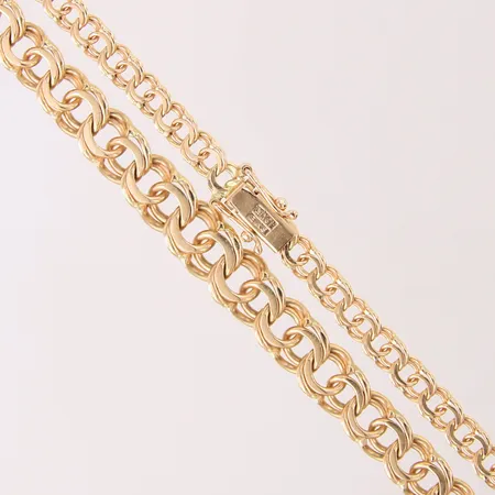 Collier Bismarck, doserad, längd 45,5cm, bredd 4,5-8mm, 18K.  Vikt: 24,7 g